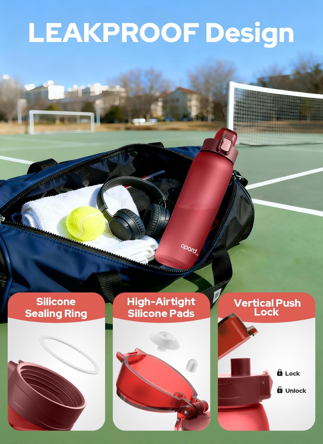 Opard 32oz Plastic Water Bottle Dishwasher Safe, Leakproof Flip-Top Lid, BPA Free Tritan, Wide Mouth Reusable Sports Water Bottle for Gym Hiking Commuting Outdoor Travel and School - Image 4