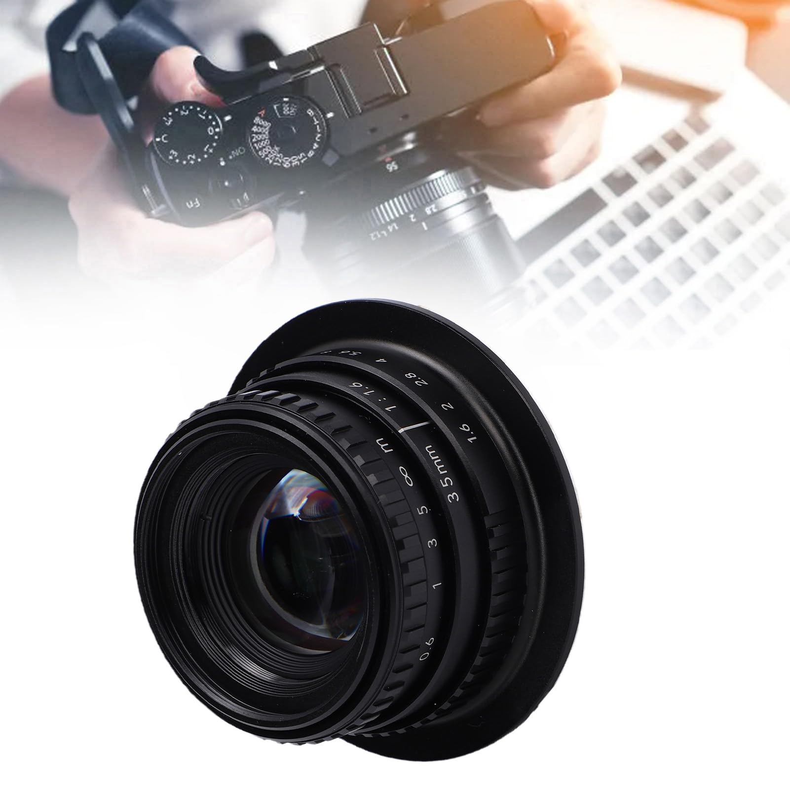 aqxreight Obiektyw Stałoogniskowy 35 Mm F 1,6 z Ręczną regulacją Ostrości Pasuje do Aparatu w Formacie R 7 R10 R50 R100 R50V APS-C
