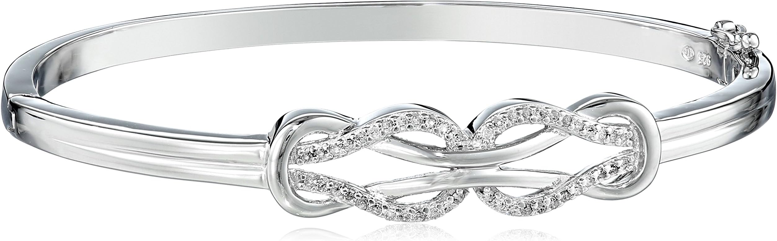 Sterling Silver Diamond Double Knot Bangle Bracelet, 7" (0.25 cttw, J Color, I3 Clarity)