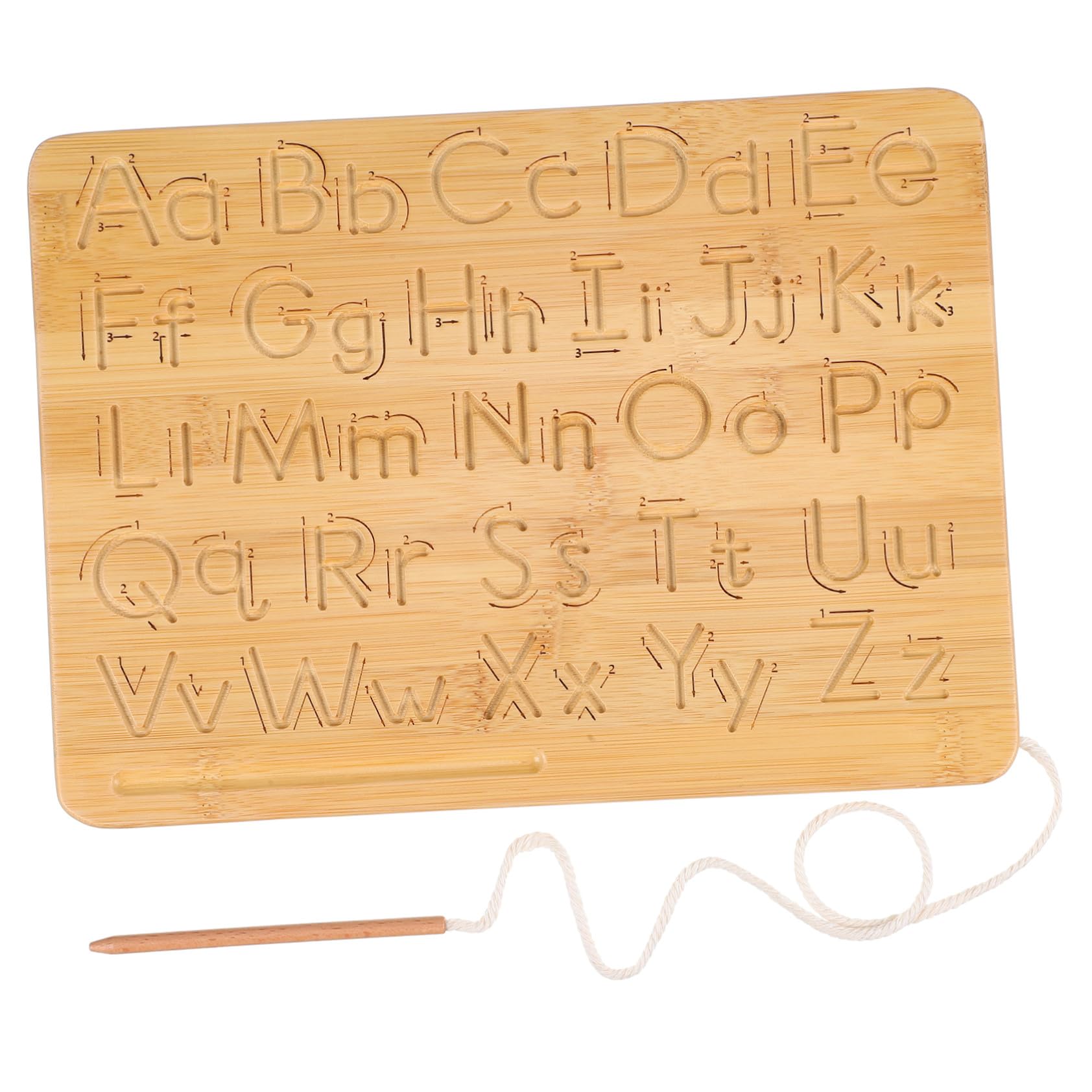 Tablero de Trazado de Letras de Doble Cara en Madera Khaki | Letras del Alfabeto de Madera, Herramienta de Seguimiento de Letras, Decoracion Colegio