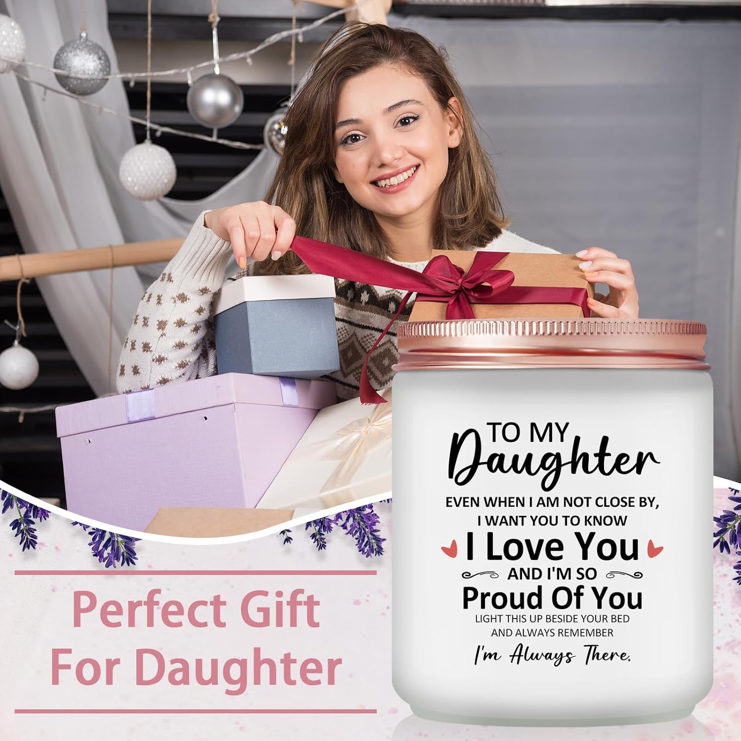Maybeone Daughter Gifts from Mom Dad - Christmas Valentines Day Mothers Day Birthday Gifts for Daughters -7 Oz Lavender Scented Candle - Image 4