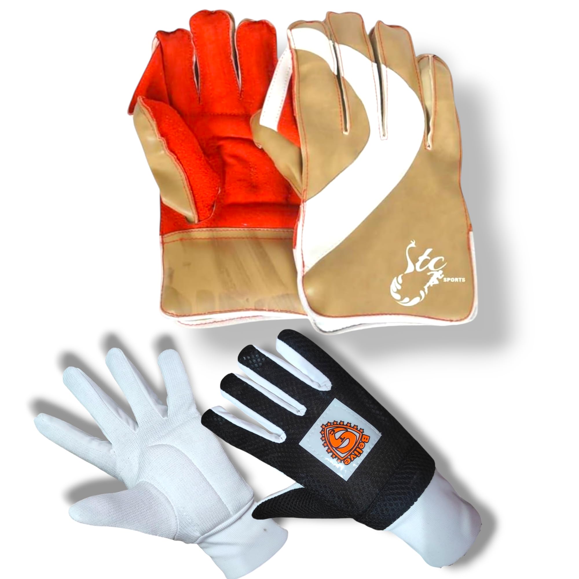 STC SPORTS Cricket Wicket Keeping & Inner Gloves for Youth & Mens Age Group,Multicolour-(Academy)