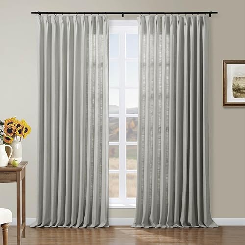 Miniatura 86 de Drapifytex Cortina plisada de lino sintético, cortina para oscurecer la habitación, 56 pulgadas de ancho x 96 pulgadas de largo, cortina de cobre 26