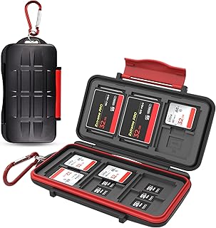 Kiorafoto 36 Slots : 18 TF + 12 SD + 6 CF Memory Card Holder Case Storage Protector Wallet for TF MSD Micro SD SDHC SDXC SDUC CF Compact Flash Memory Cards with Carabiner + Card Tray Removal Pin Key