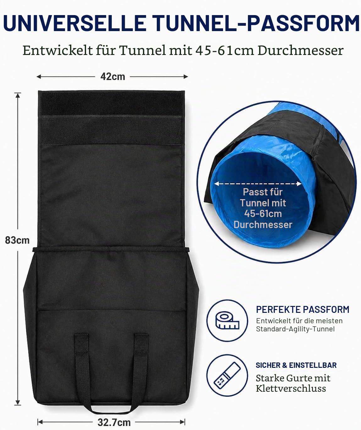 IRSTBL - Hunde Agility Tunnel Satteltaschen & Sandsäcke (2er Set) - Schwerlast wasserdichte Gewichte für 45-61cm Tunnel - 9kg je Seite - Inklusive Trainingspfeife