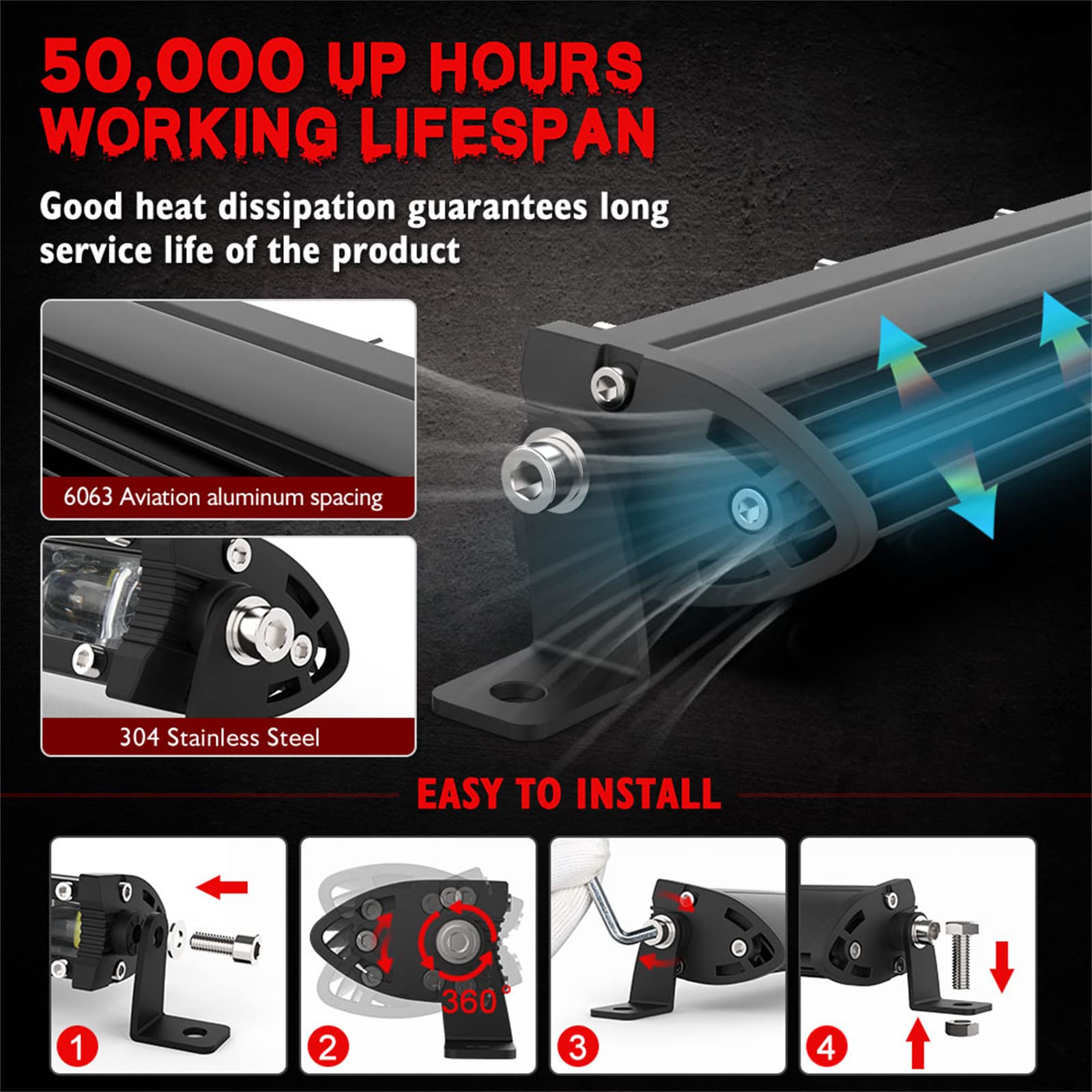 6D Ultra Strip LED Light Bar Driving Fendinebbia Lampada Da Lavoro 4X4 Led Bar Per Moto Fuoristrada SUV ATV Trattore,8inch