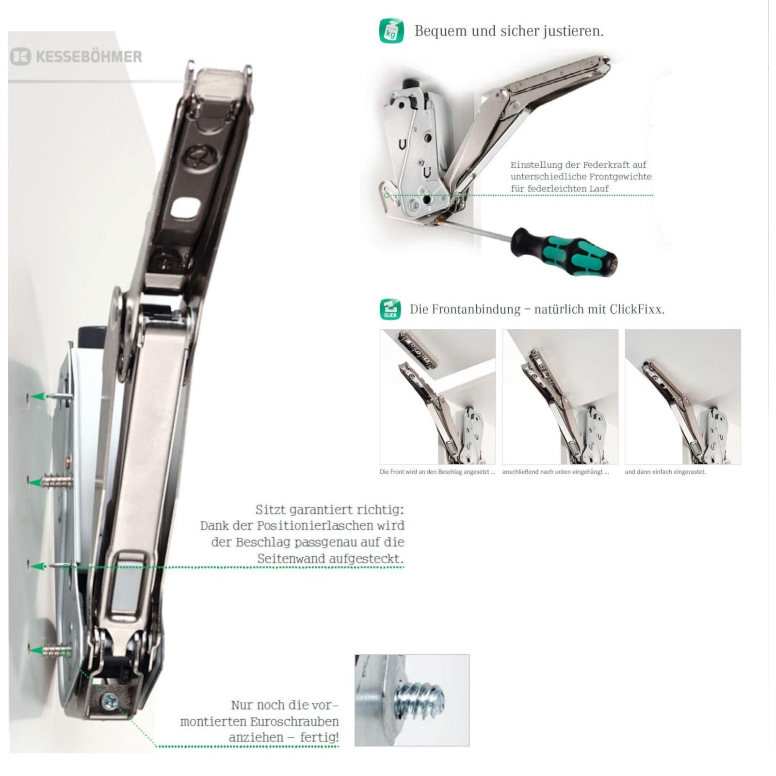 Guarnitura Sollevamento Ante Huwilift Maxi C - Per Ante A Ribalta 2-21kg, Sistema SoftStopp - Foto 11