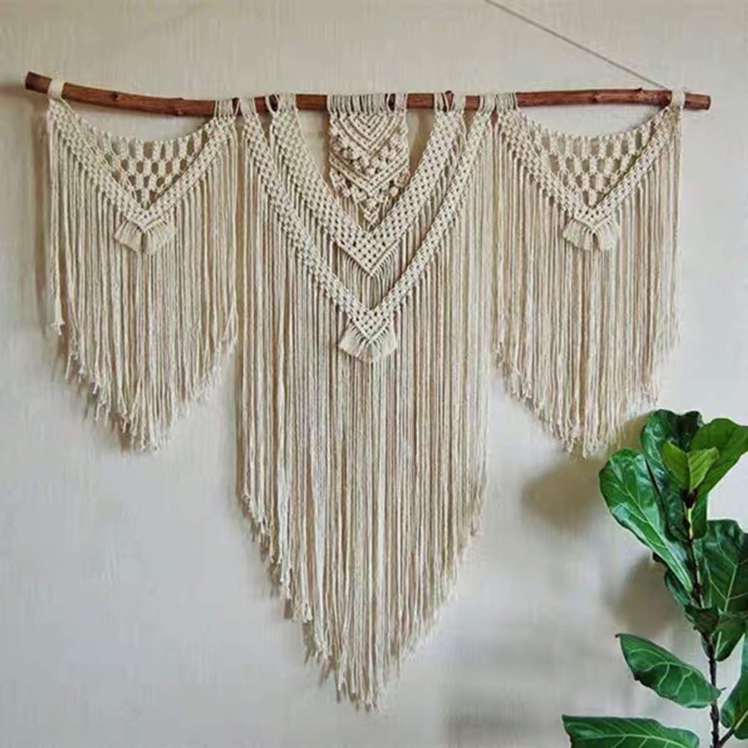 SERENEPEAK Macrame Wall Hanging Tapestry Large,Handmade Cotton Rope Woven Tapestry Bohemian Wall Decor