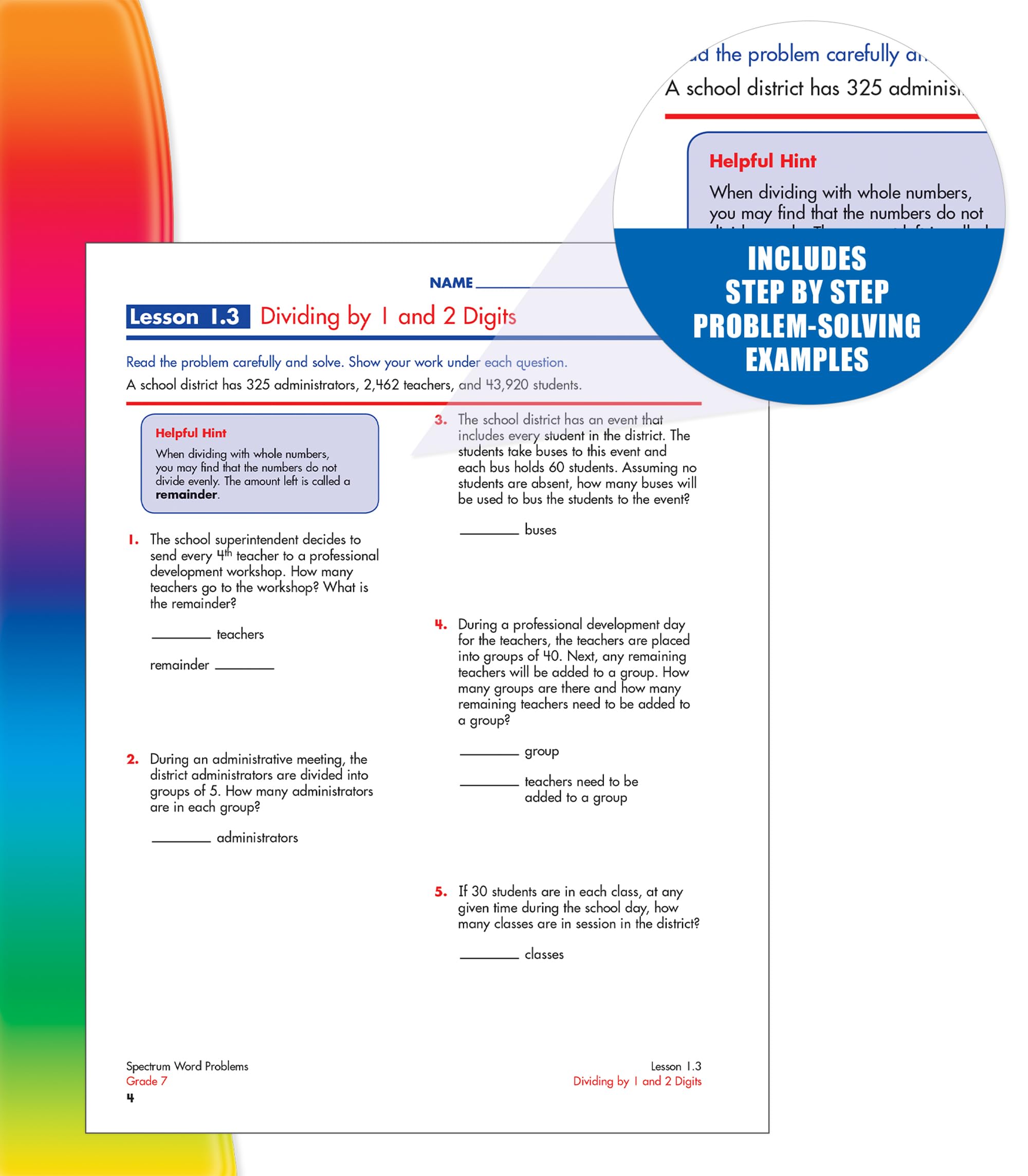 Spectrum Word Problems, Grade 7: Volume 80