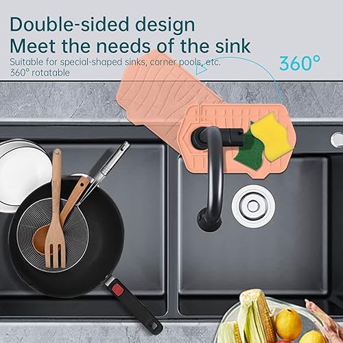 Miniatura 7 de Paquete de 2 protectores contra salpicaduras de silicona para fregadero, tamaño mini de 9.6 x 6 pulgadas, diseño de doble cara para cocina, baño,
