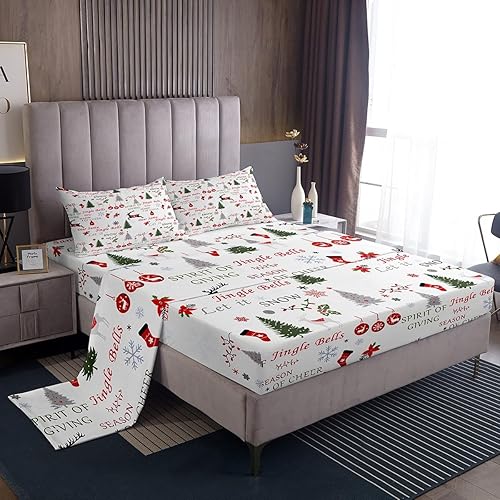 Erosebridal Juego de sábanas de Navidad tamaño King, juego de sábanas de reno de Navidad para niños, adolescentes y adultos, sábanas de Feliz