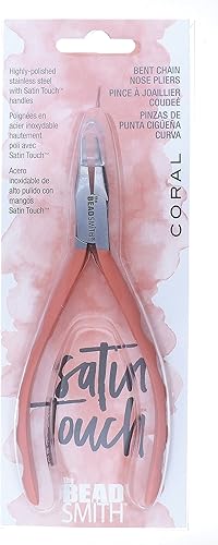Miniatura 4 de The Beadsmith Alicates de nariz de cadena doblada de tacto satinado, 5.75 pulgadas (5.709 in) con cabeza de acero pulido, cómodas asas de agarre