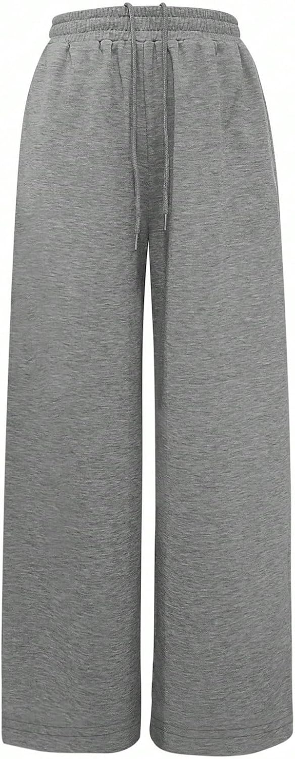 Women's Wide Leg Sweatpants Loose Athletic Pants Drawstring Waisted Casual Trousers - Image 3