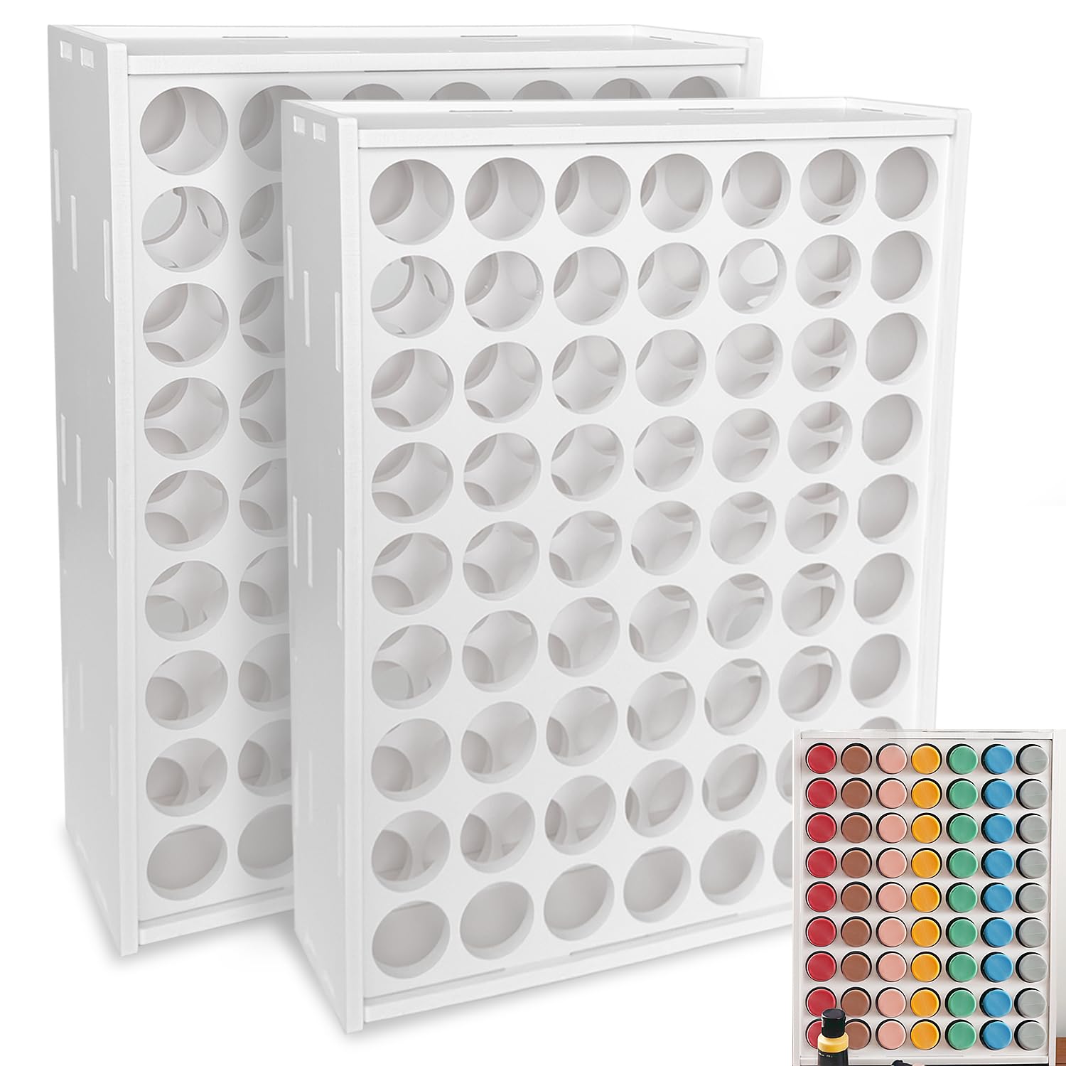 Organizador de pintura, organizador de pintura acrílica, 2 unidades de 63 agujeros, organizador de almacenamiento de pintura para manualidades, almacenamiento de manualidades y almacenamiento
