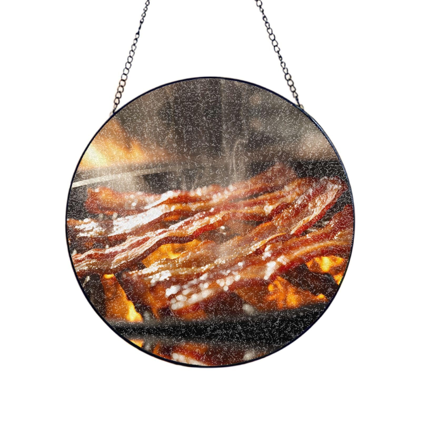 Phayah Barbecue Print Stained Glass Window Hanging Sun Catchers Decoration Mother'S Day Birthday Gifts For Home Garden Porch 8in（20cm）