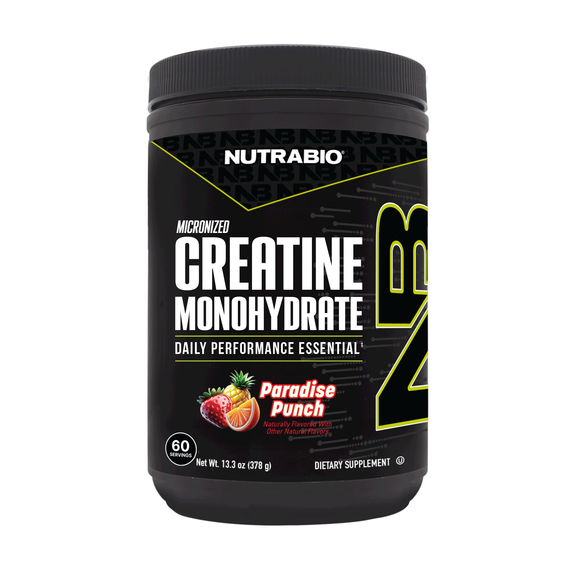 NutraBio Pure Micronized Creatine Monohydrate Powder Supplement,Paradise Punch,(300g)-Supports Bulk Muscle Energy, Recovery, and Strength-HPLC Tested Creatine Powder Supplement for Men and Women