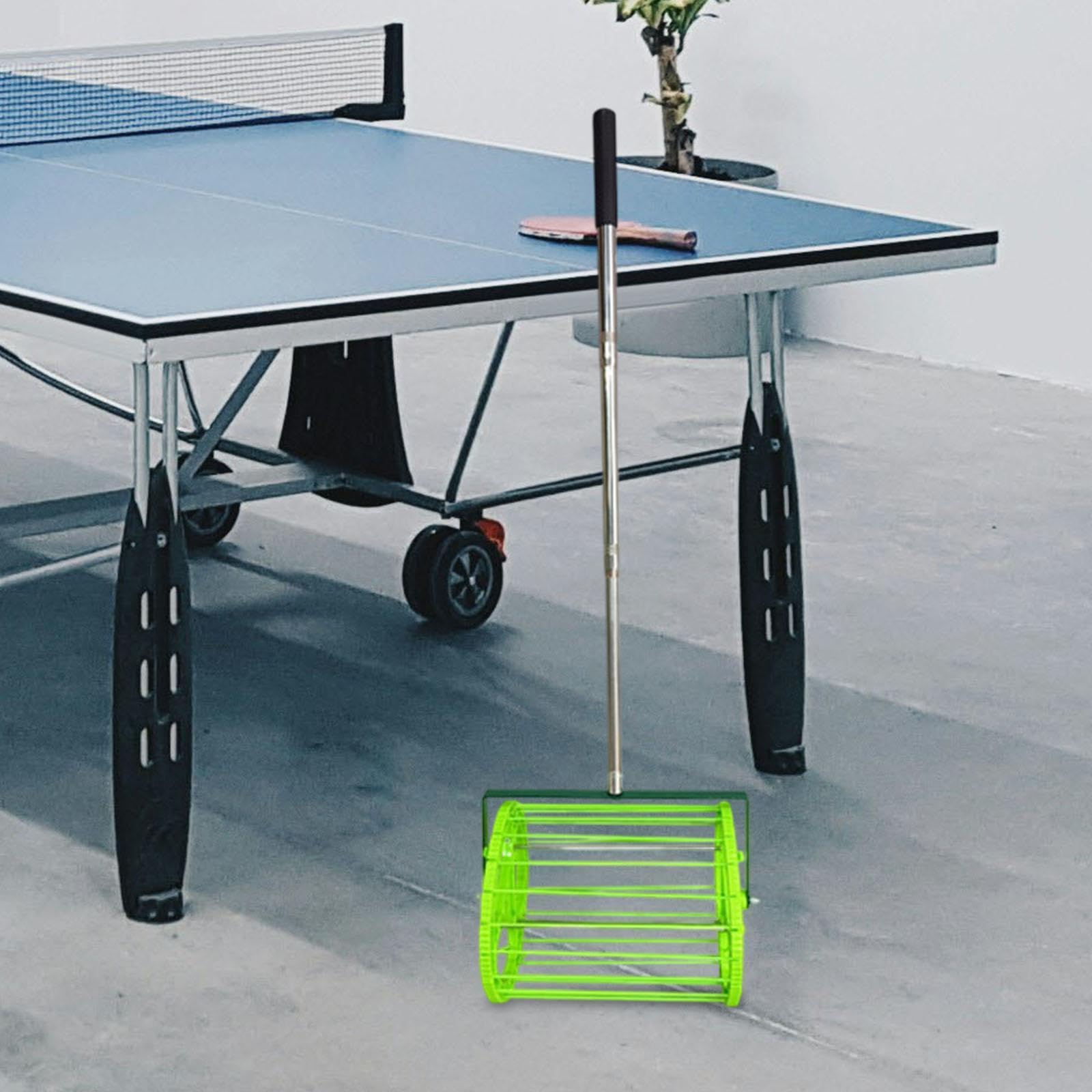 QSTDGVPW Telescopic Rolling Table Tennis Ball Picker Collector Bucket Basket Portable Practical Pick up Container for Training, Green
