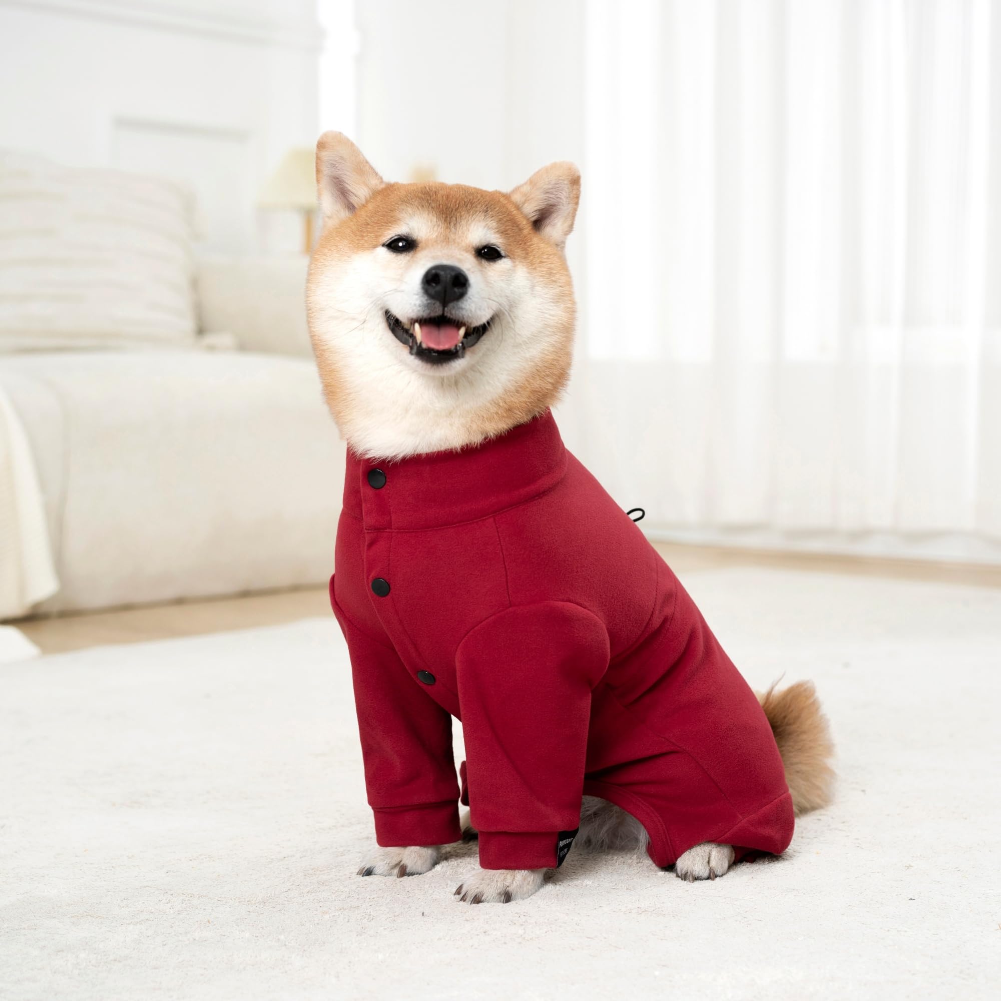 Combinaison d'hiver chaude en polaire pour chiens de petite, moyenne et grande taille, combinaison extensible par temps froid pour animal domestique légère (rouge, taille XL)