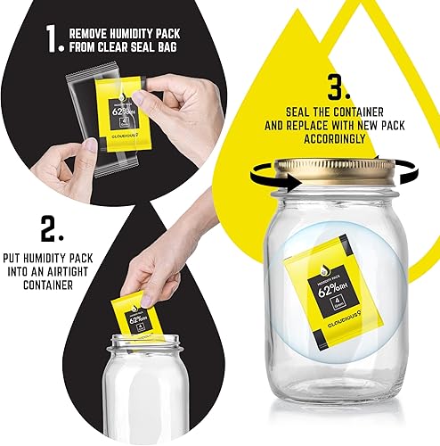 Miniatura 5 de Cloudious9 -62% Regulador de humedad de 2 vías 0.14 oz - Paquete de 12 unidades de 0.14 oz para humidores, flores de hierbas, bolsa sellada