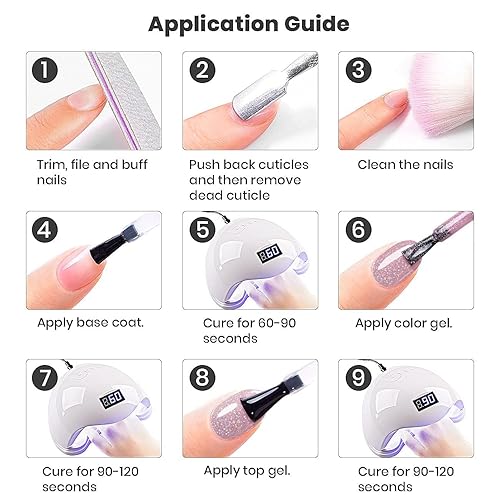 Miniatura 9 de RARJSM Esmalte de uñas de gel Shimmer Nude transparente, morado, rosa, brillante, iridiscente, arco iris, holográfico, brillantina, color neutro,