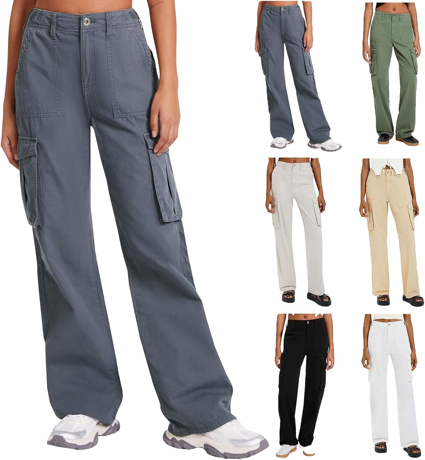 Amazon.com: ZsaeSM Low Rise Cargo Pants for Women Y2K Button