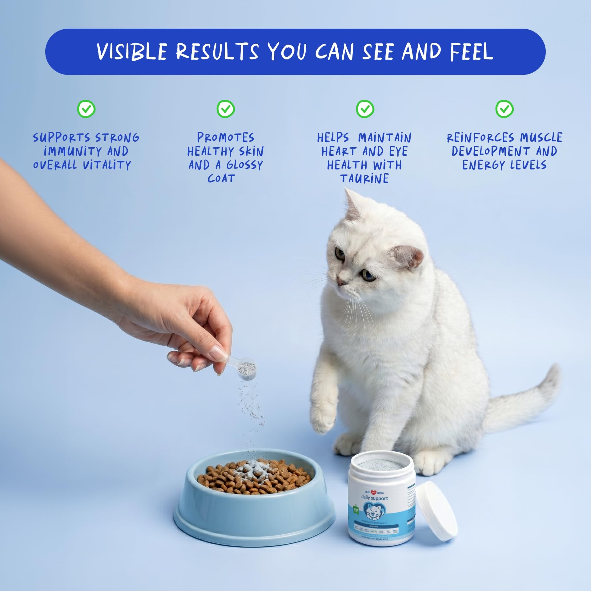Taurine for Cats Multivitamin with L-Lysine, Spirulina & Fish Oil, 120g — Amazon image 2