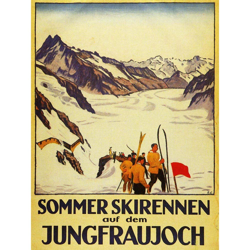 Wee Blue Coo Sport Exhibition Event Summer Ski Race Jungfrau Alpine Mountain Art Print Poster Wall Decor 12X16 Inch