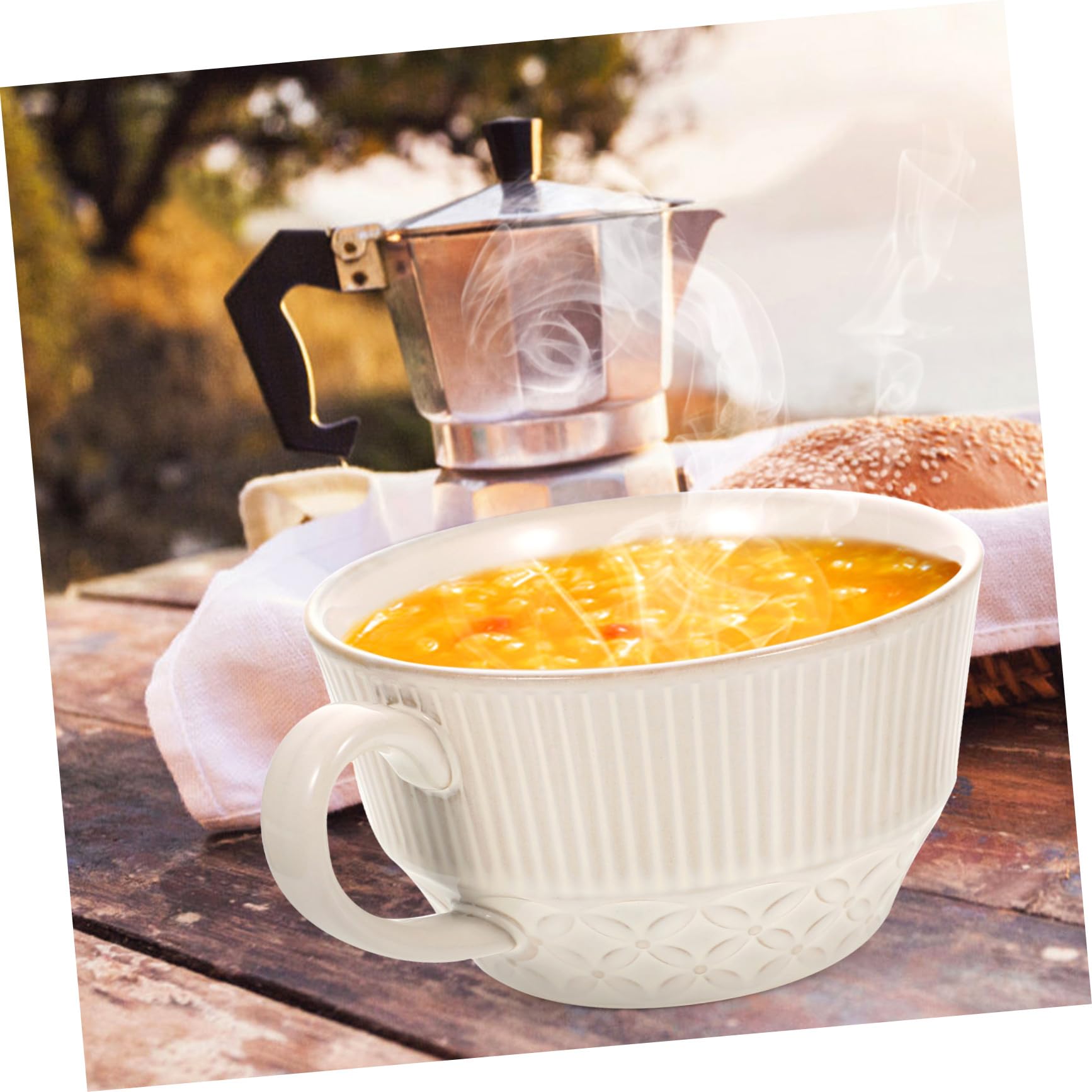 Keramik Becher mit Henkel 500ml Weiß für Frühstück und Milch | Japanischer Stil, Kreative Schlichte Optik, Vielseitig für Wasser, Saft und Soda, 1 Stück