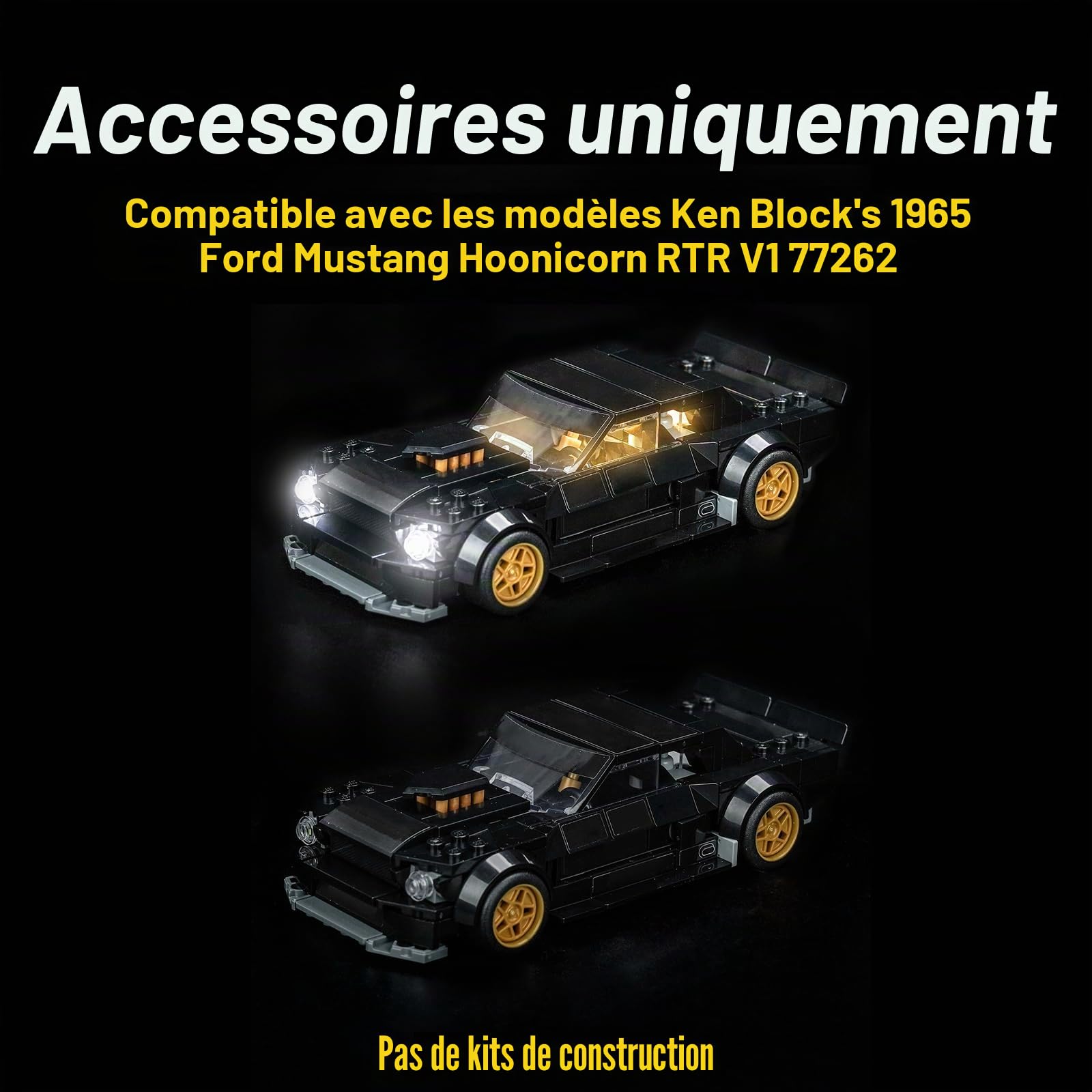 Set d'éclairage LED compatible avec Lego 77262 Ken Block's '65 Ford Mustang Hoonicorn V1 (sans modèle), kit d'éclairage décoratif compatible avec les briques Lego 77262