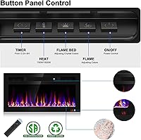 Vista 3 de 31 Inch Electric Fireplace Recessed and Wall Mounted, Fireplace Heater and Linear Fireplace, Ultra-Thin Electric Fireplace, Low Noise, with Timer