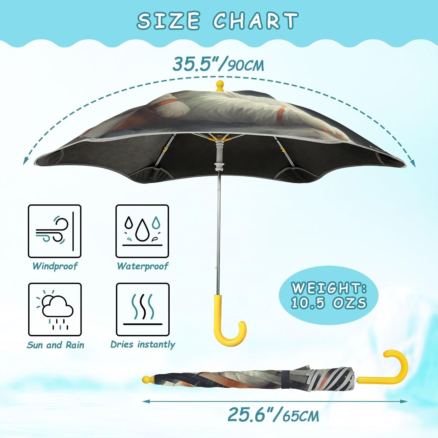 ALAZA Cat Kitten Astronaut Kids Umbrella for Girls Boys Toddler Children Rain & Sun Umbrella
