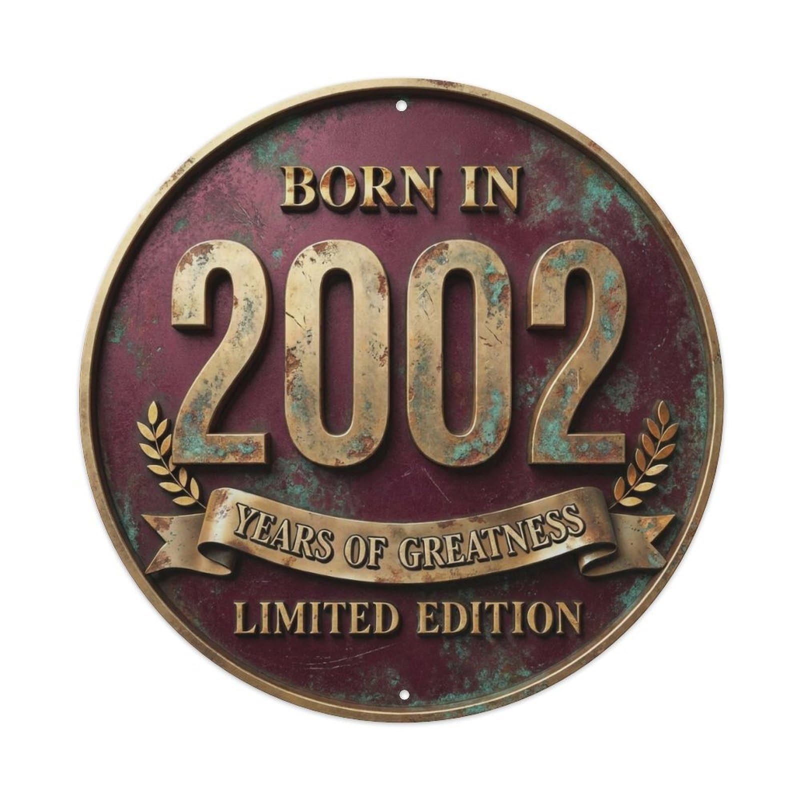 Born In 2002 Years Of Greatness Year-Themed Birthday Gift Metal Tin Sign