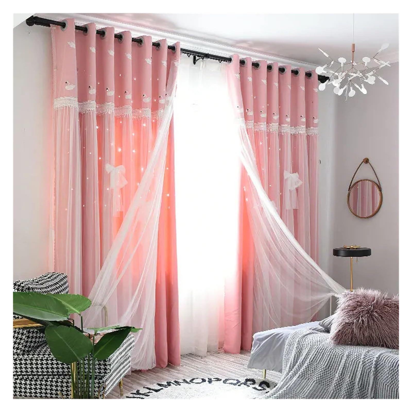 Rideaux occultants à double couche pour bloquer la lumière du jour au salon