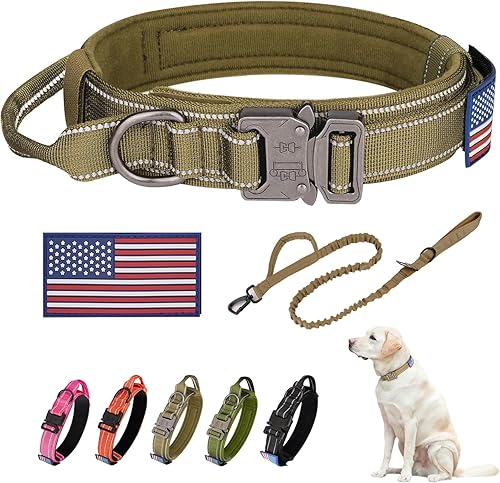 Miniatura 16 de KCUCOP - Collar táctico para perro, collar militar para perro, collares para perro Tactipup, ajustable, hebilla de metal resistente para perros M, L