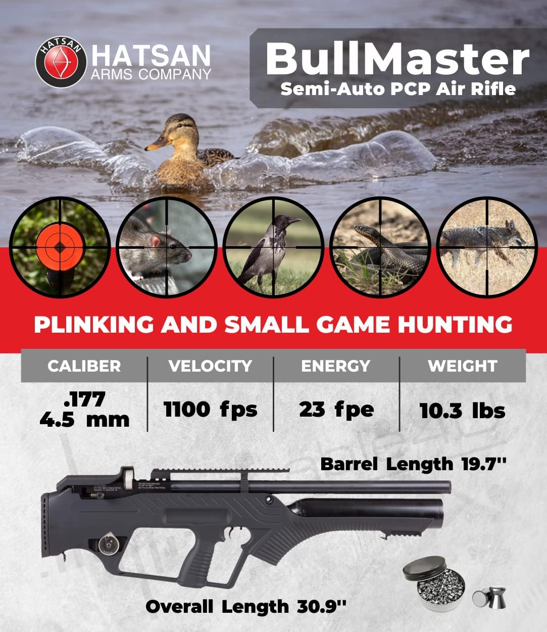 Wearable4U Hatsan BullMaster Semi-Auto PCP Air Rifle with Included Bundle