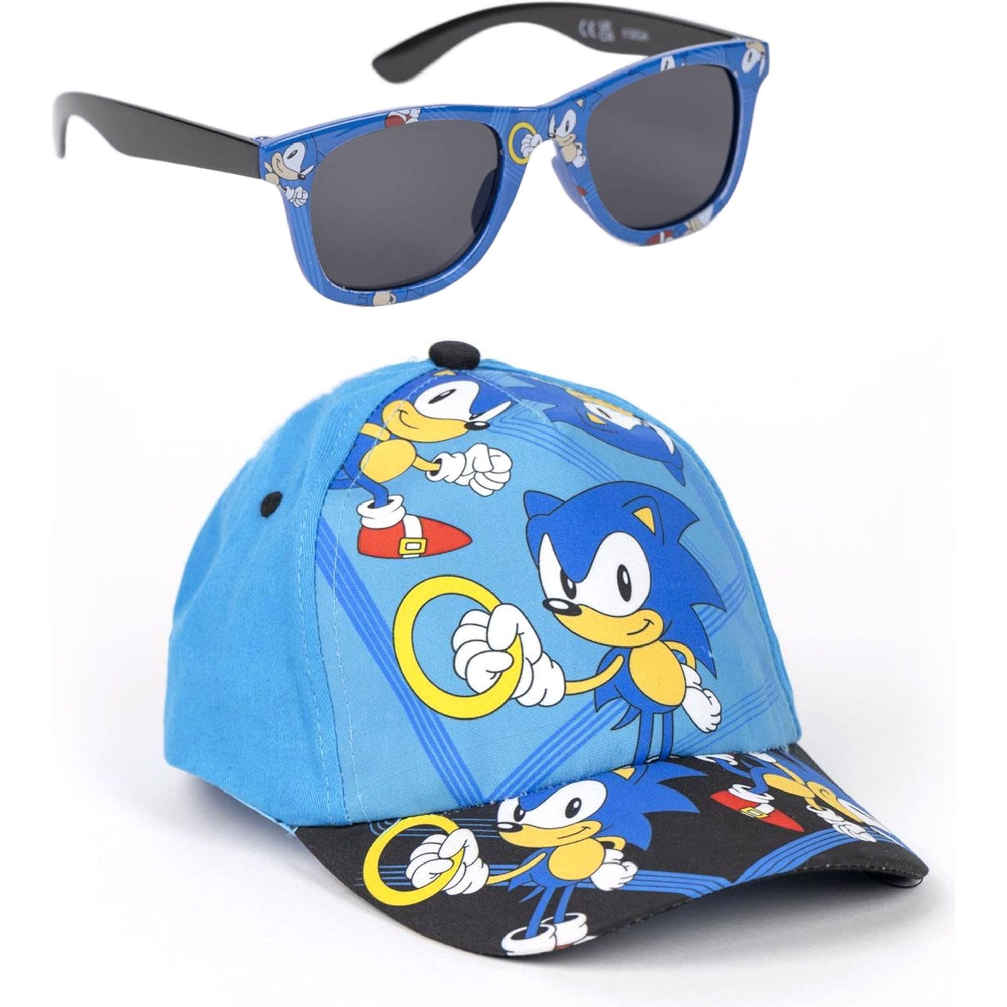 Cappellino e Occhiali Sonic Unisex per Bambini, Design Originale, Regolabili e Leggeri, Ideali per L'Estate e Come Protezione Solare