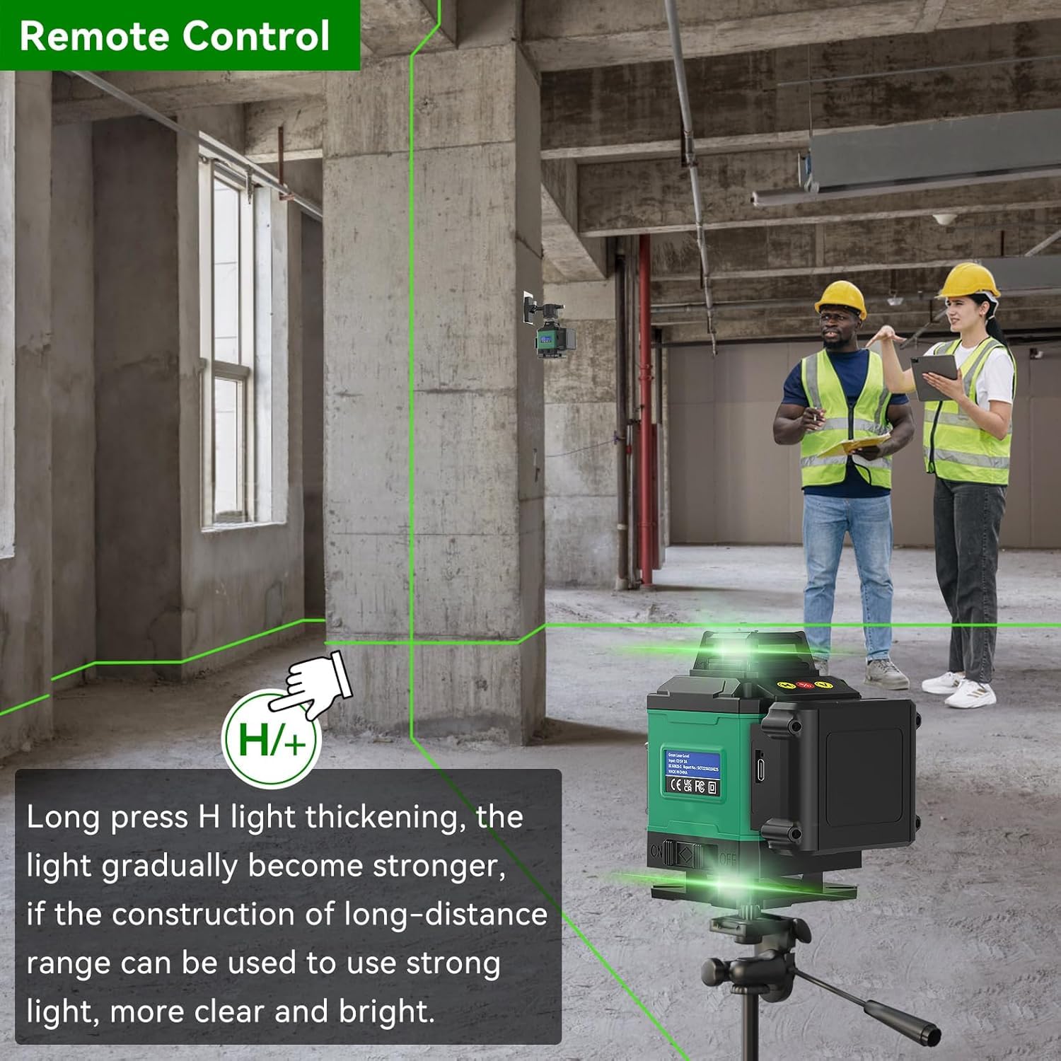 Livella Laser Autolivellante 16 Linee, 4 X 360 °Livello Laser Autolivellante Verde, 2 x Batterie, Autolivellante, Supporto rotante, Telecomando, Base Magnetica