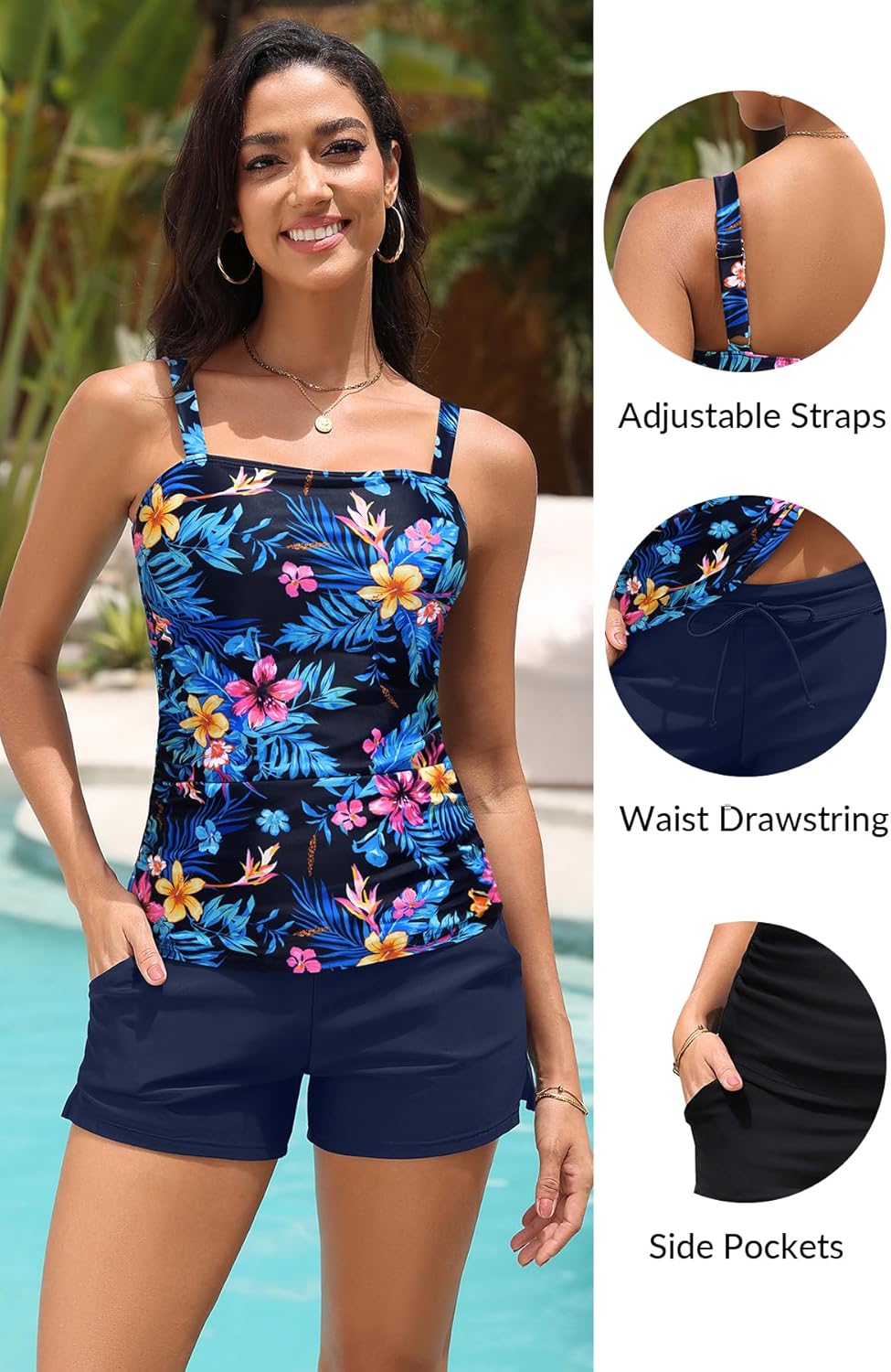 Women Tankini Swimsuit with Shorts - Two Piece Tummy Control Bathing Suit Top with Pockets Boyshorts 2025 Swimwear - Image 5