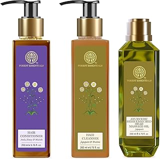 Forest Essentials Ayurvedic Herb Enriched Head Massage Oil Japapatti &amp; Forest Essentials Hair Cleanser Amla, Honey &amp; Fores...