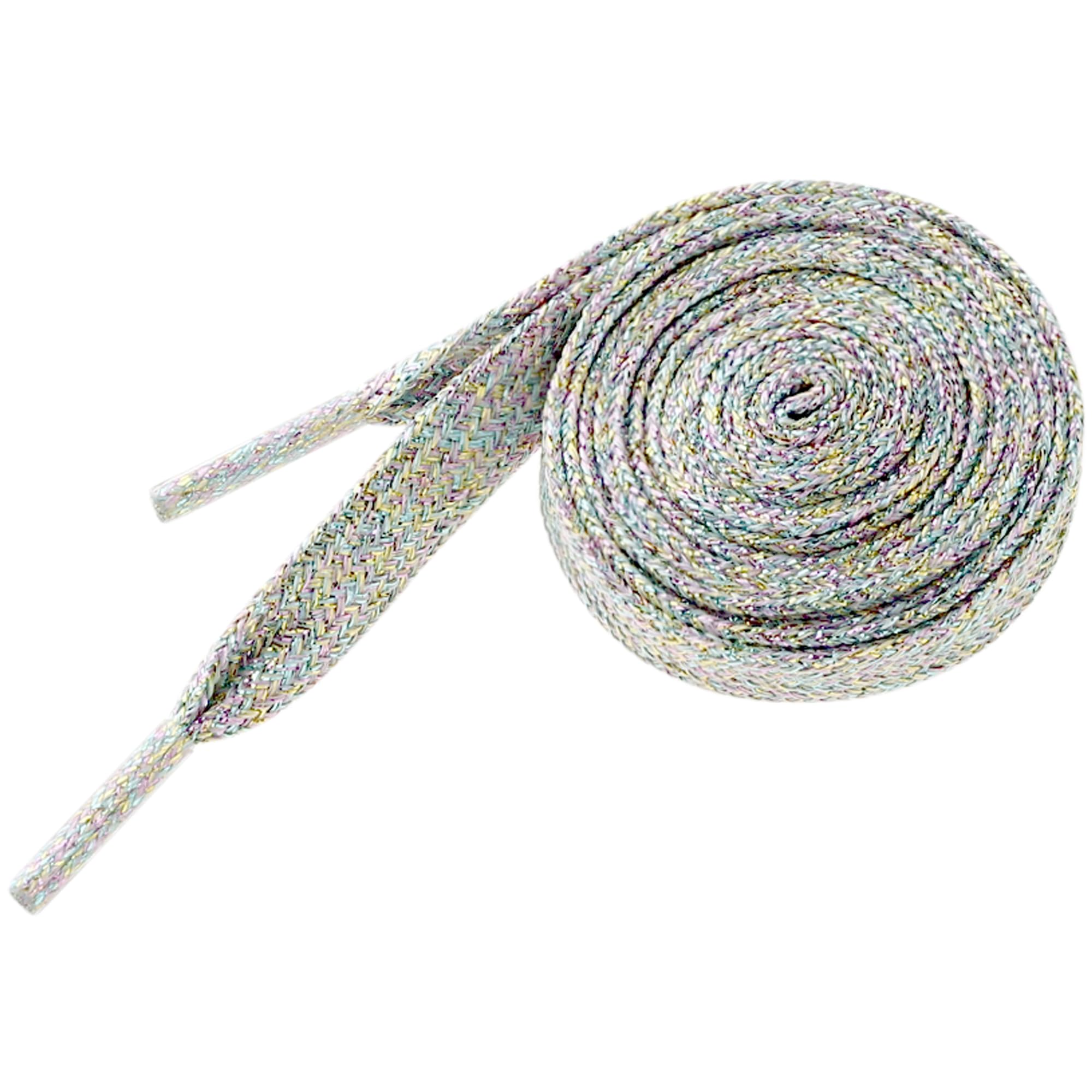 Elerevyo 1 Pair Glitter Shiny Metallic Flat Shoelaces, Colorful Sequin Sparkling Shoestrings Laces for Sneakers