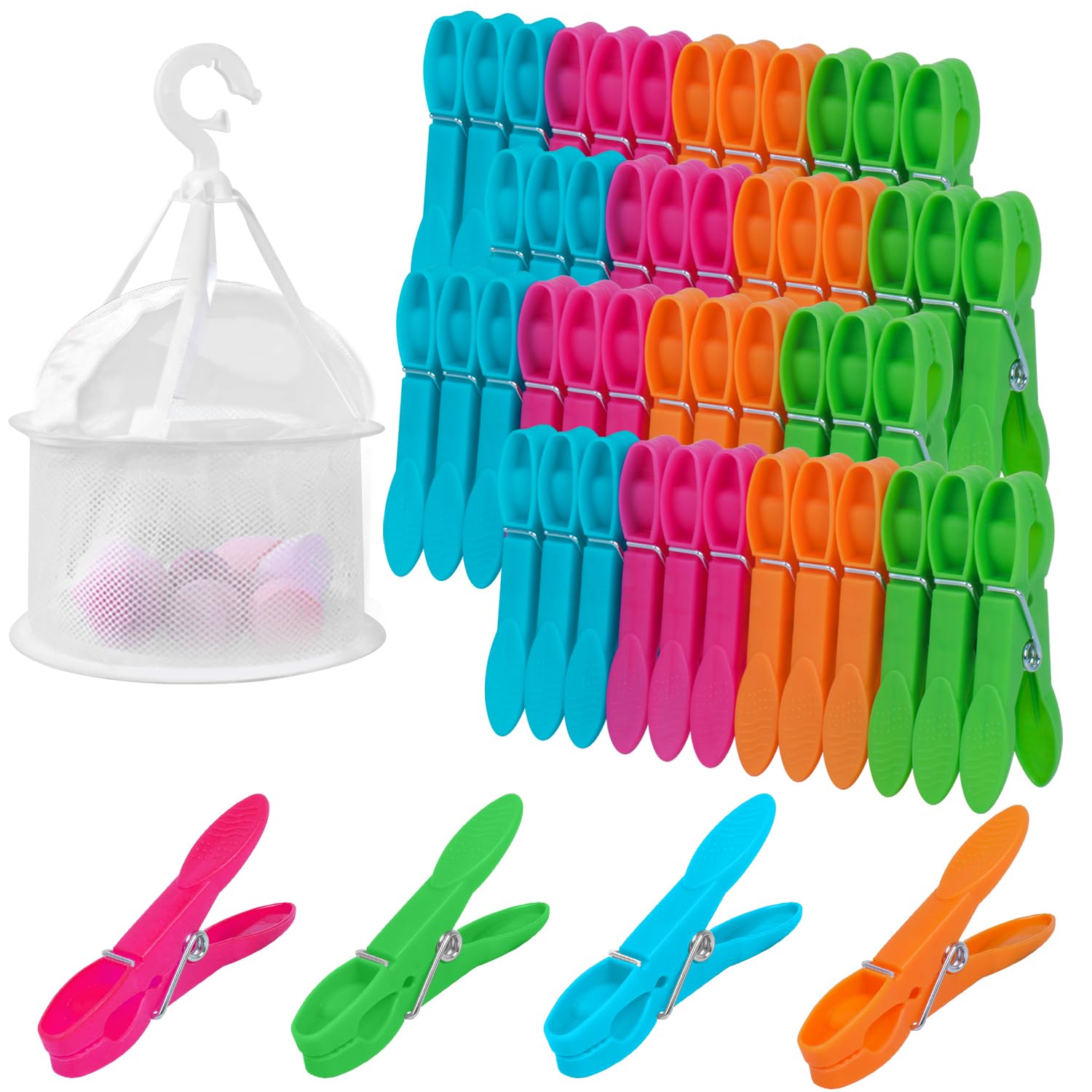 LEEPAT 48 Pack Clothes Pegs for Washing Line with Bag