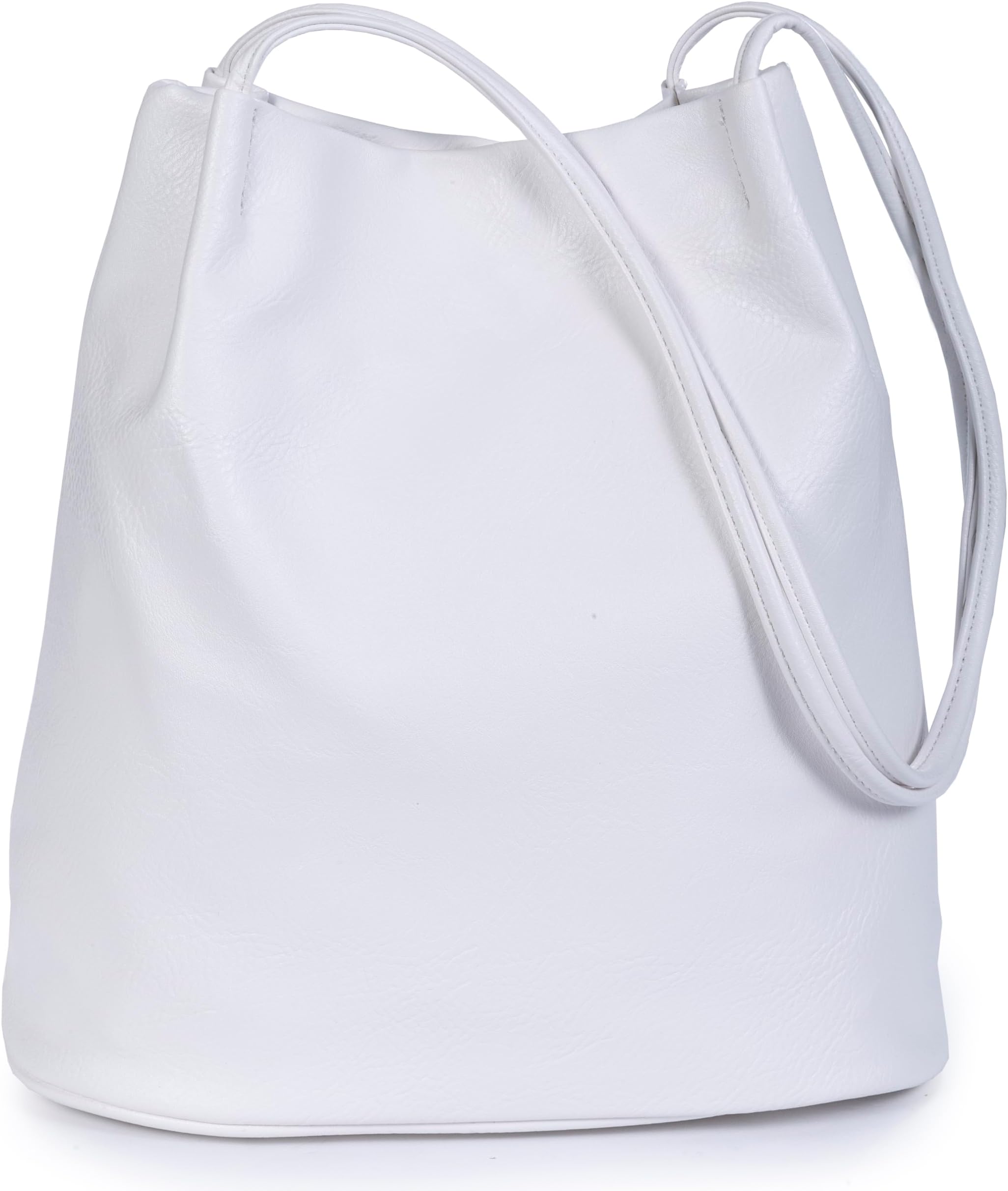Women's Fashion Designer Medium Size Plain Soft Vegan Leather Hobo Bucket Tote Shoulder Bag - Delilah