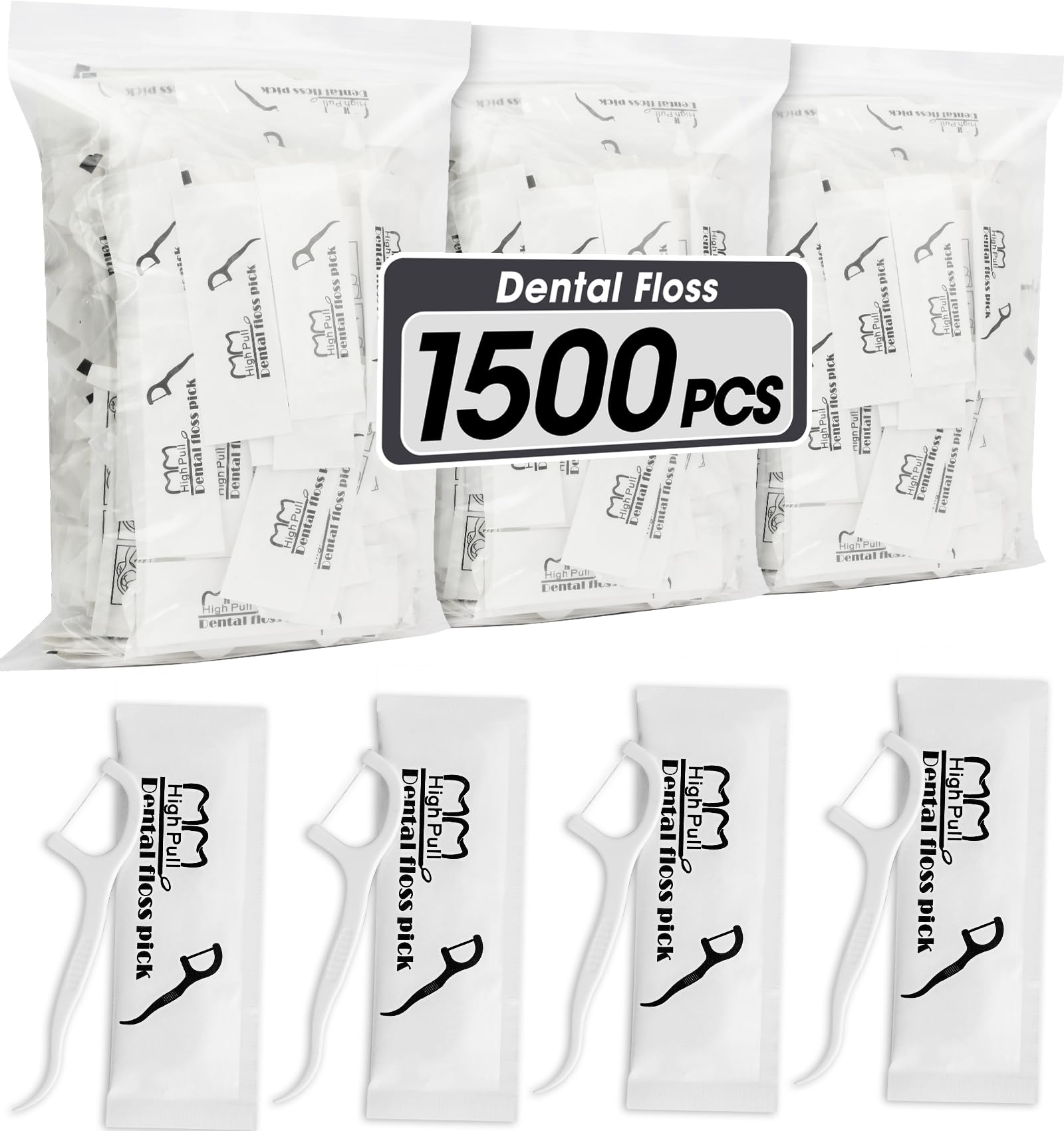 AZEN Zahnseide, einzeln verpackt, Zahnstocher, Zahnstocher für Erwachsene, ideale Reise-Zahnseide für Tiefenreinigung, 1500 Stück