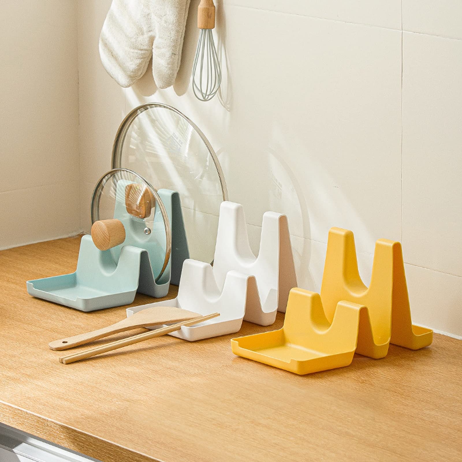 Keboyoe 2 Pezzi Porta Taglieri da Cucina con 5 Scomparti Supporto per Tagliere da Cucina porta Coperchi Pentole Salvaspazio Supporto per Coperchio Porta Piatti da Interno Mobile(Nero