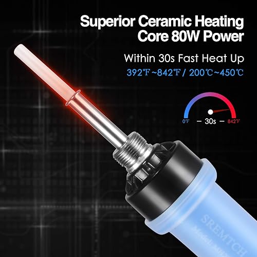 Miniatura 4 de Kit de soldador electrónico, actualizado Herramienta de soldadura de temperatura ajustable de 60 W con interruptor de encendido y apagado (negro)