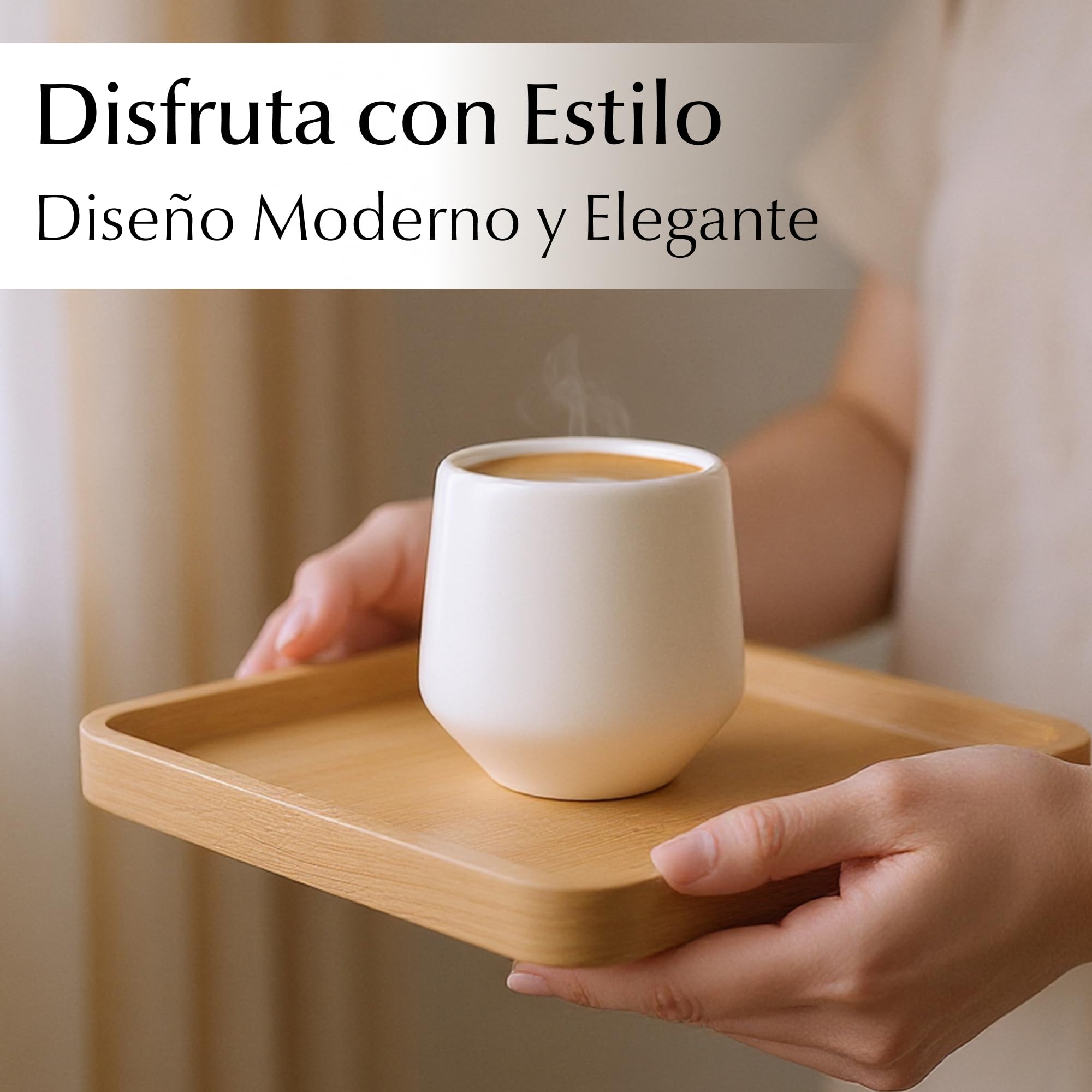 MIAMIO - Tazas de Espresso Set de 4, Cerámica (80ml) - Luxe (Blanco crema) | Tazas de espresso de cerámica sin asa, gruesas, para espresso y moka, juego de 4, aptas para lavavajillas, uso diario