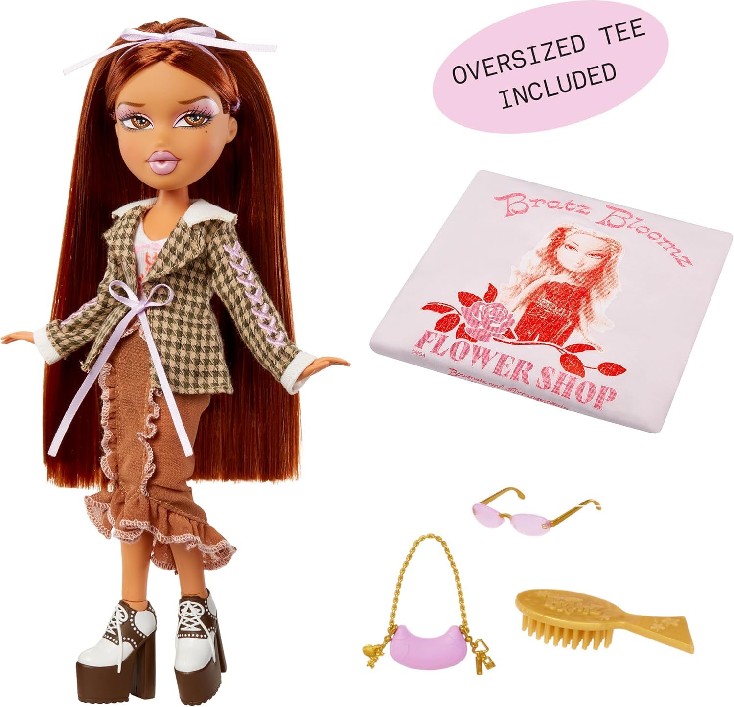 Bratz Stylin' Yasmin - Bambola Fashion con Maglietta Personalizzabile, Dotata di Accessori, Giocattoli Carini per Ragazze