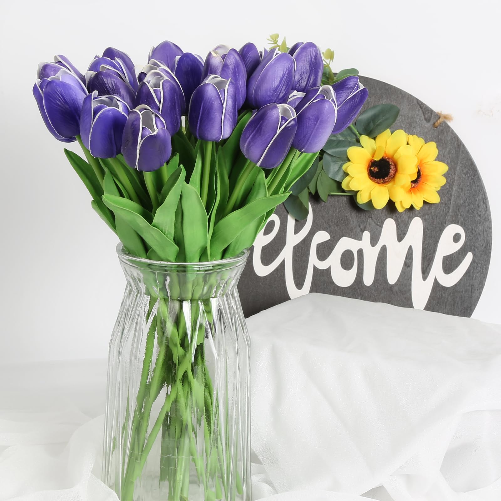 Amazon｜IPOPU パープル ブルー チューリップ 造花 24個 チューリップ