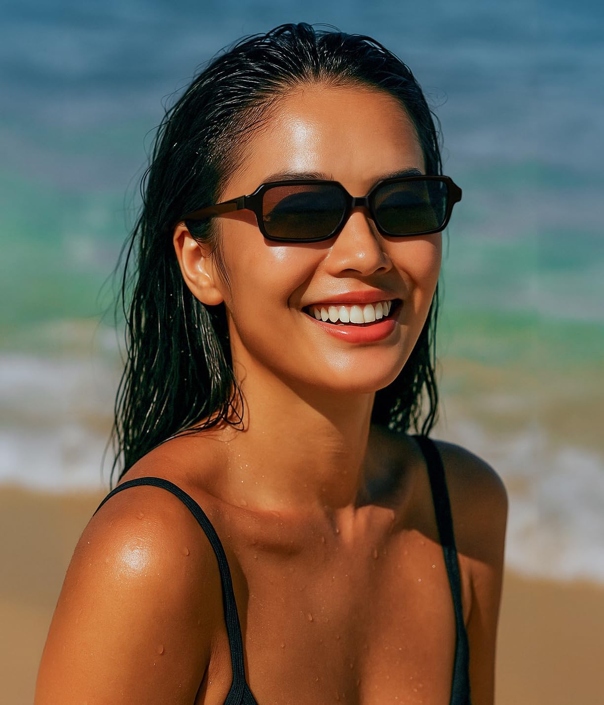 FEISEDY Rectangle Sunglasses for Women Men, Women's 90s Sunglasses Small Narrow Frame Trendy Vintage Style Shades B9167 - Image 4