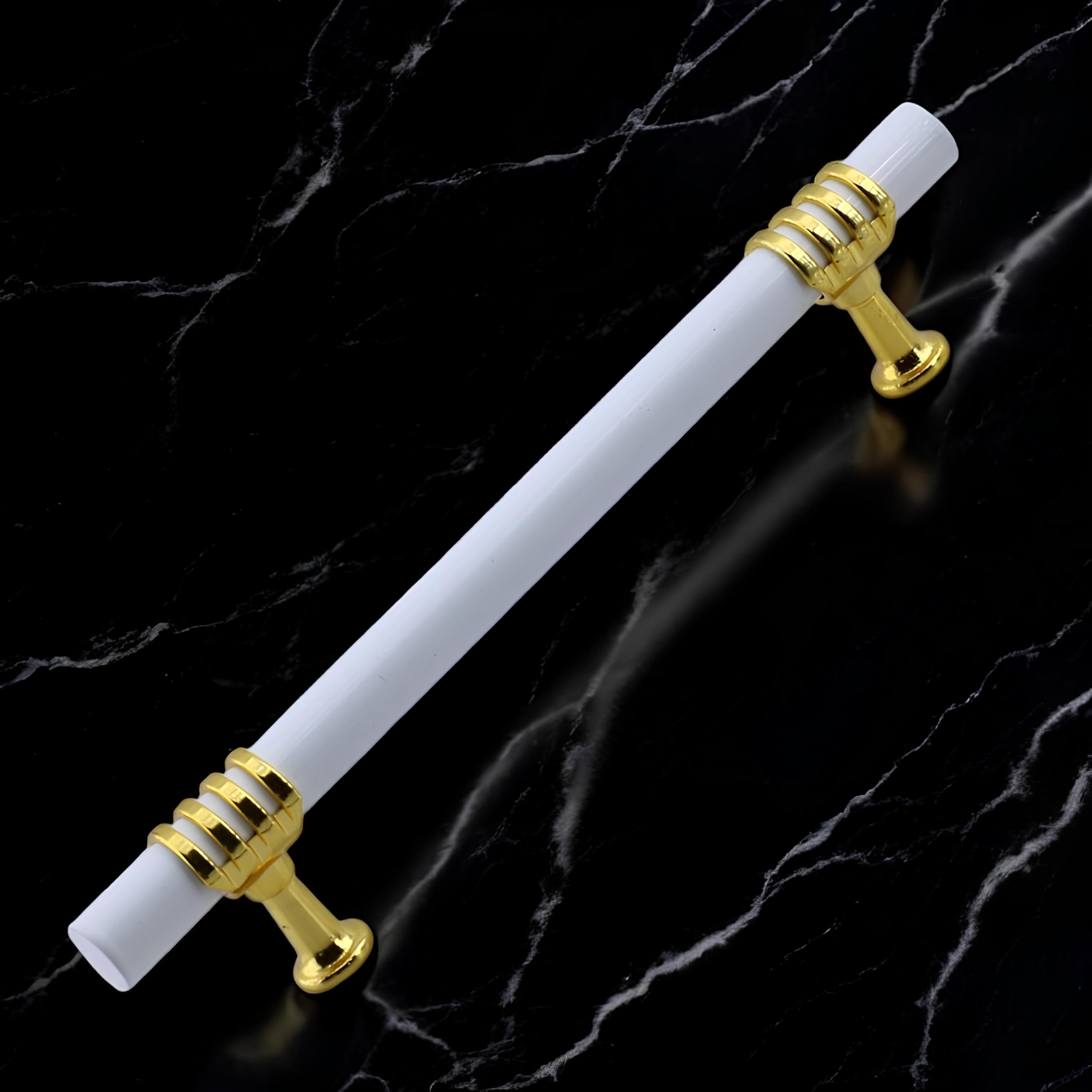 Eylül Mobilya Mutfak Dolabı Çekmece Dolap Kulpları Kapak Kulpu Kulbu Beyaz Altın 128 mm Metal Kulp